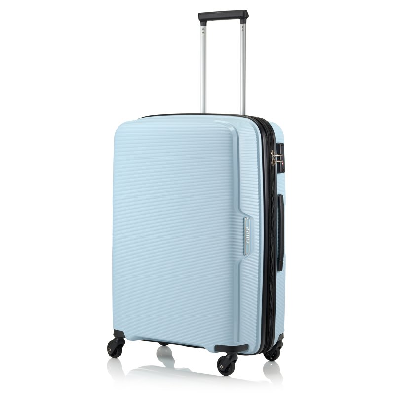 Pale blue suitcase on sale